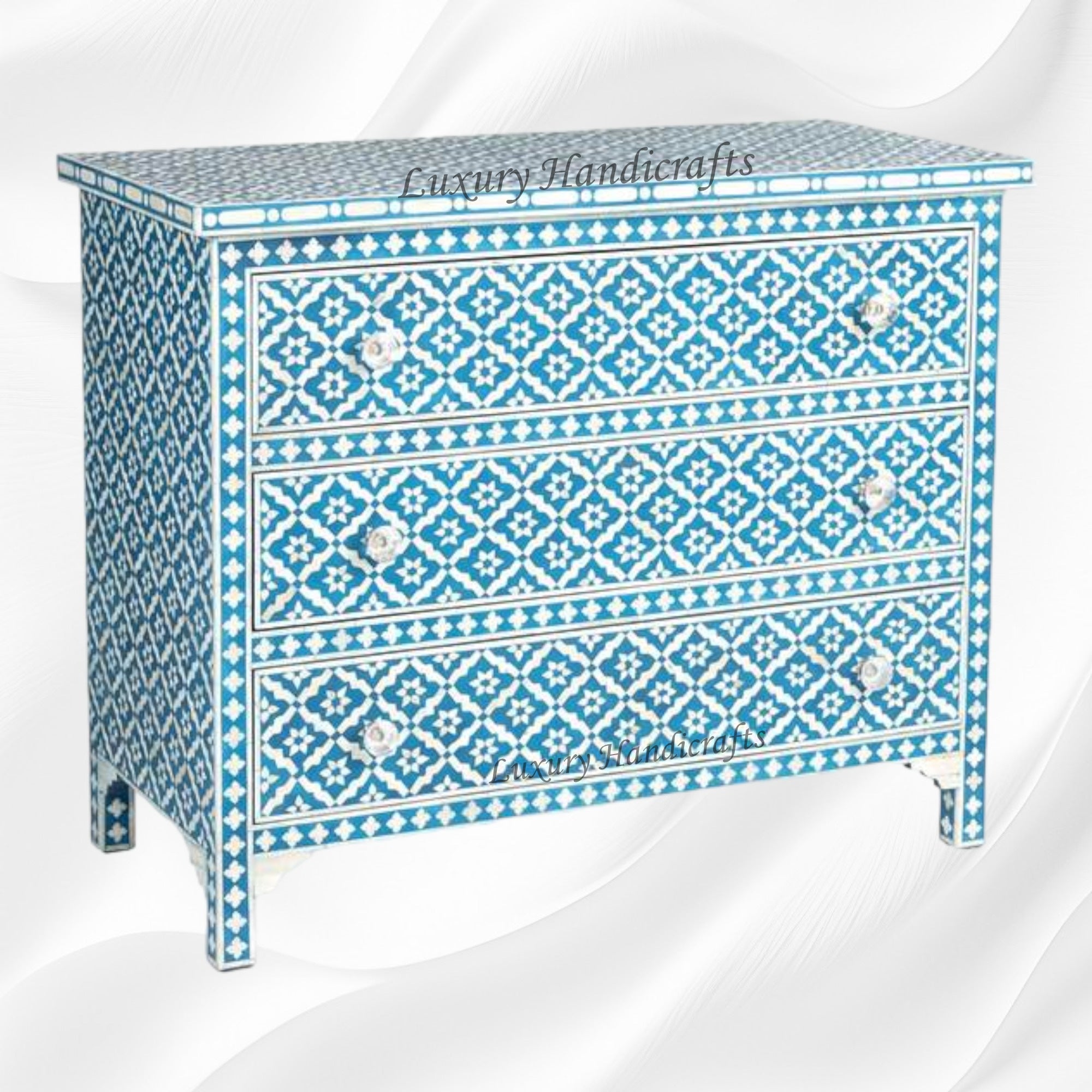 Blue Bone Inlay Arctic Chest Of 3 Drawers Blue Bone Inlay Arctic Chest Of 3 Drawers