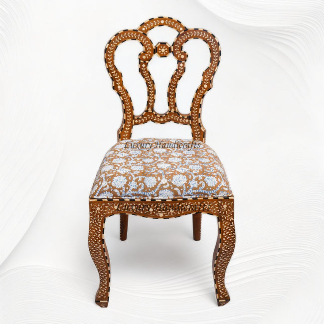 Bone Inlaid Teakwood Flower Chair Brown 1
