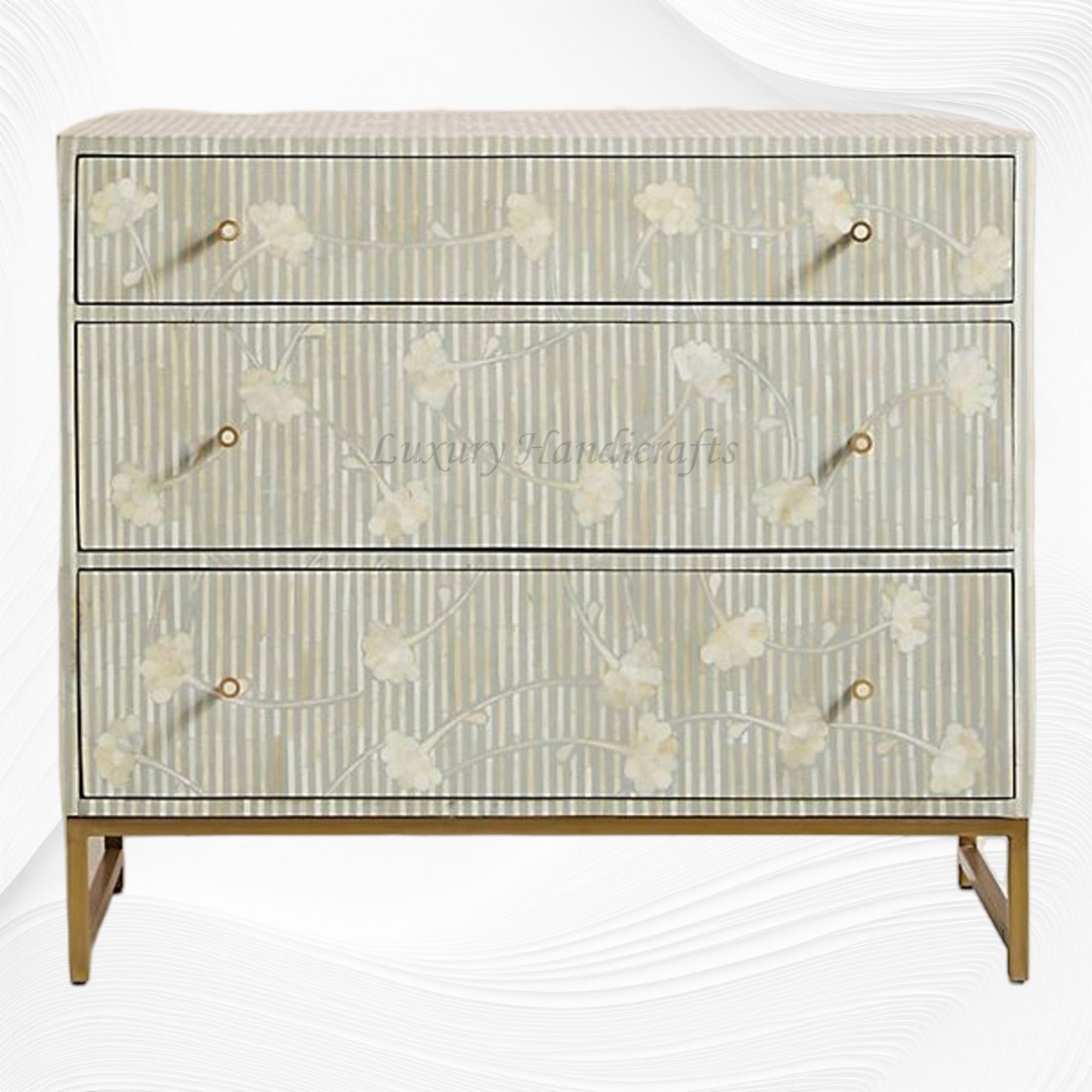 Bone Inlay Ada 3 Drawer Dresser Grey Bone Inlay Ada 3 Drawer Dresser Grey