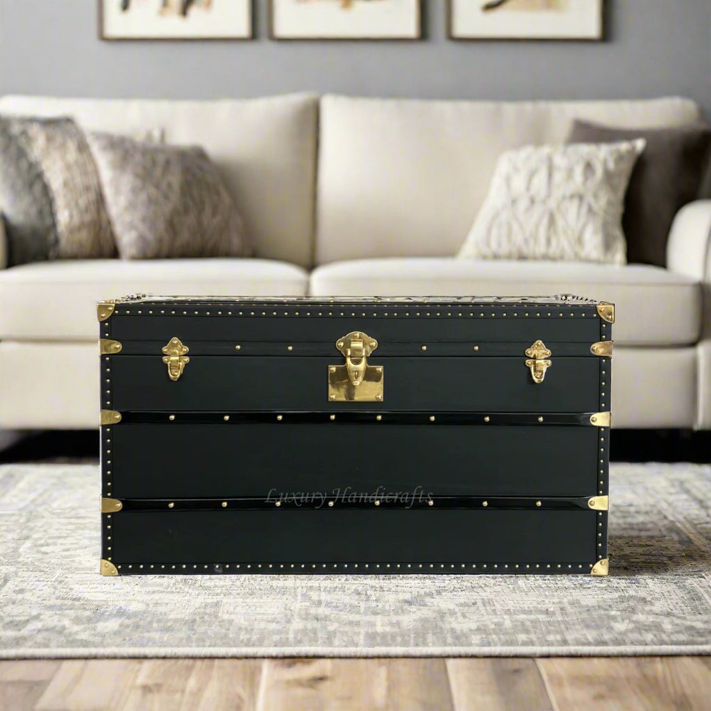 Hawaii Leather Trunk Coffee Table Black