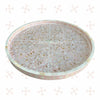 Large Round MOP Inlaid Tray Floral Light Pink 3