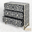 Abstract Bone Inlay 3 Drawer Chest Black 2