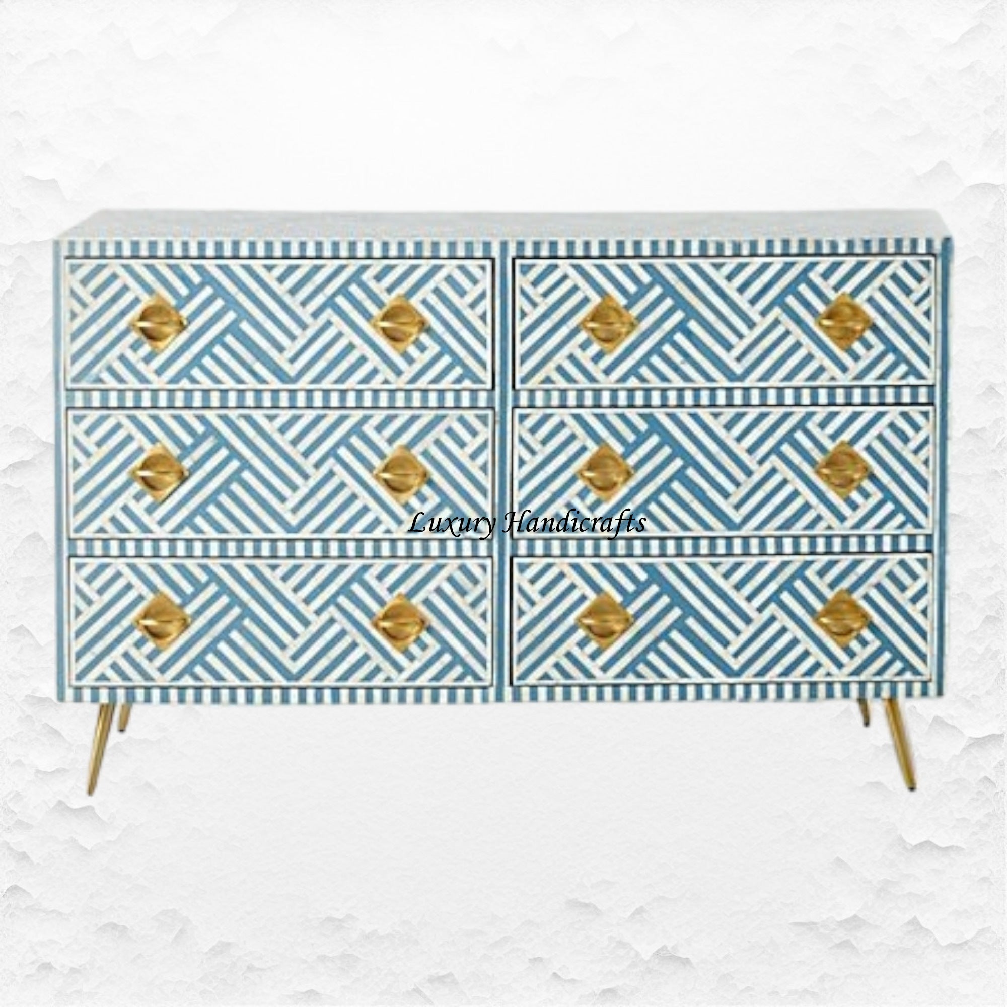 blue bone inlay dresser Blue Bone Inlay Arctic Chest Of 3 Drawers