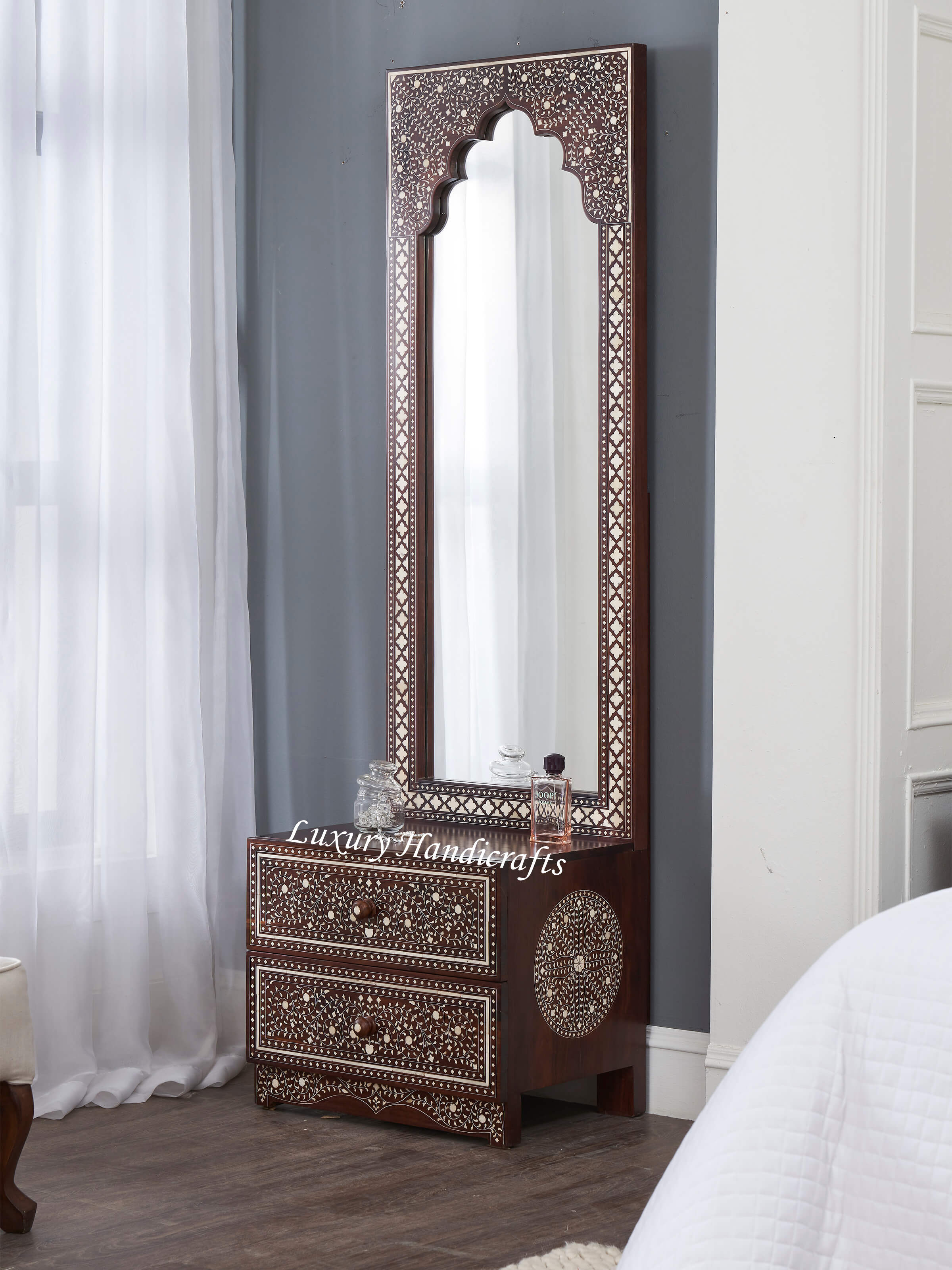 Teakwood Bone Inlay Dressing Table