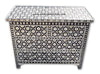 Flower Design Chest Of Four Drawer Mother Of Pearl Inlay Black 2
