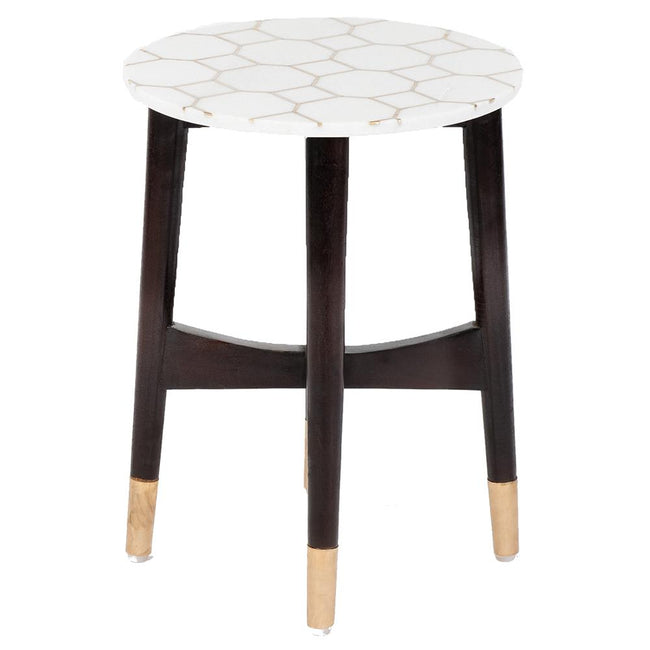 Honeycomb Brass Inlay White Marble Side Table 1