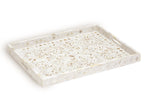 Mother Of Pearl Inlay Floral Rectangular Tray White 2
