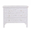 Mother Of Pearl Inlay Floral Chest Of Four Drawer White 1