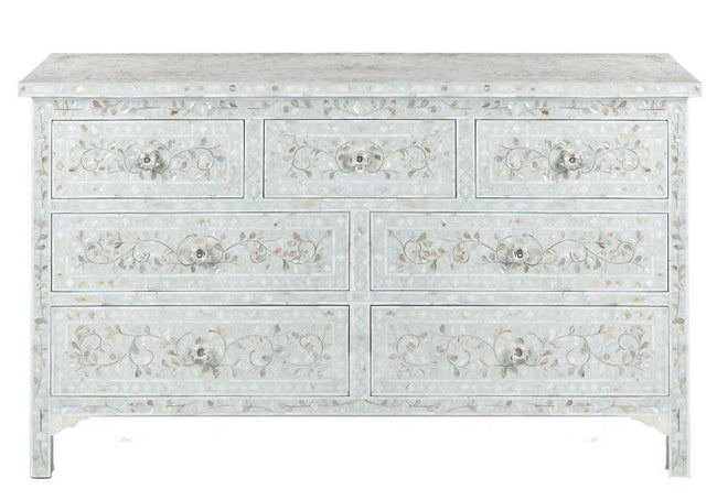 Pale Blue Mother Of Pearl Inlay Chest Of 7 Drawers Large 1