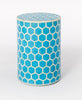 Bone Inlay Round Stool Honeycomb Design Turquoise 2