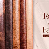 Real vs fake leather comparison banner showing different leather textures