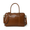 Crocodile Embossed Leather Breifcase - Brown