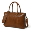 Crocodile Embossed Leather Breifcase - Brown