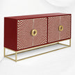 Luxury Bone Inlay Sideboard Red