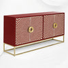Luxury Bone Inlay Sideboard Red