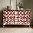 Flower Bone Inlay 6 Drawer Dresser Red