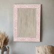 Pink Bone Inlay Floral Rectangle Mirror