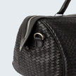 Abra Woven Leather Duffel Bag Black
