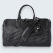 Abra Woven Leather Duffel Bag Black
