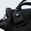 Abra Woven Leather Duffel Bag Black