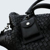 Abra Woven Leather Duffel Bag Black