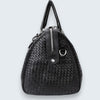 Abra Woven Leather Duffel Bag Black