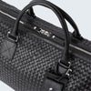 Abra Woven Leather Duffel Bag Black