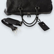Abra Woven Leather Duffel Bag Black
