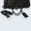 Abra Woven Leather Duffel Bag Black