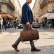 Abra Woven Leather Duffel Bag Brown