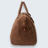 Abra Woven Leather Duffel Bag Brown