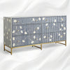Ada Bone Inlay 6-drawer indigo blue chest, showcasing its good look in different views 2