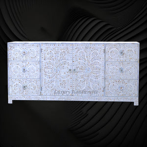 Alexa Mother of Pearl Inlay Media Cabinet White