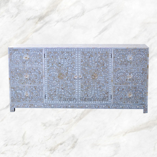 Alexa Mother of Pearl Inlay Media Cabinet Grey