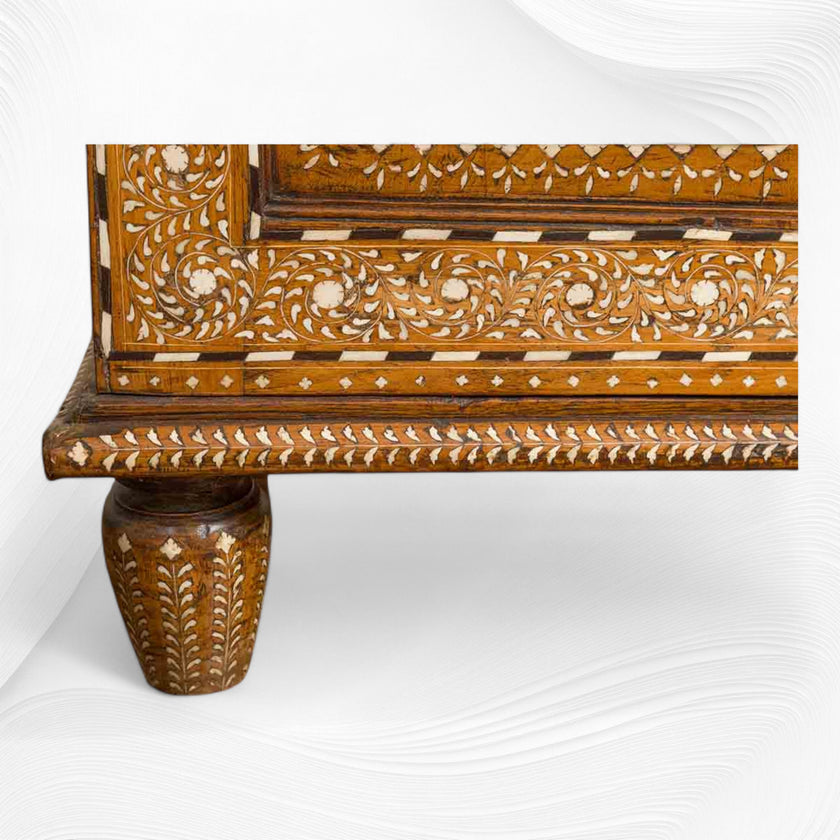 Vintage Anglo Indian Teak Wood Wardrobe Bone Inlay Natural – Luxury ...