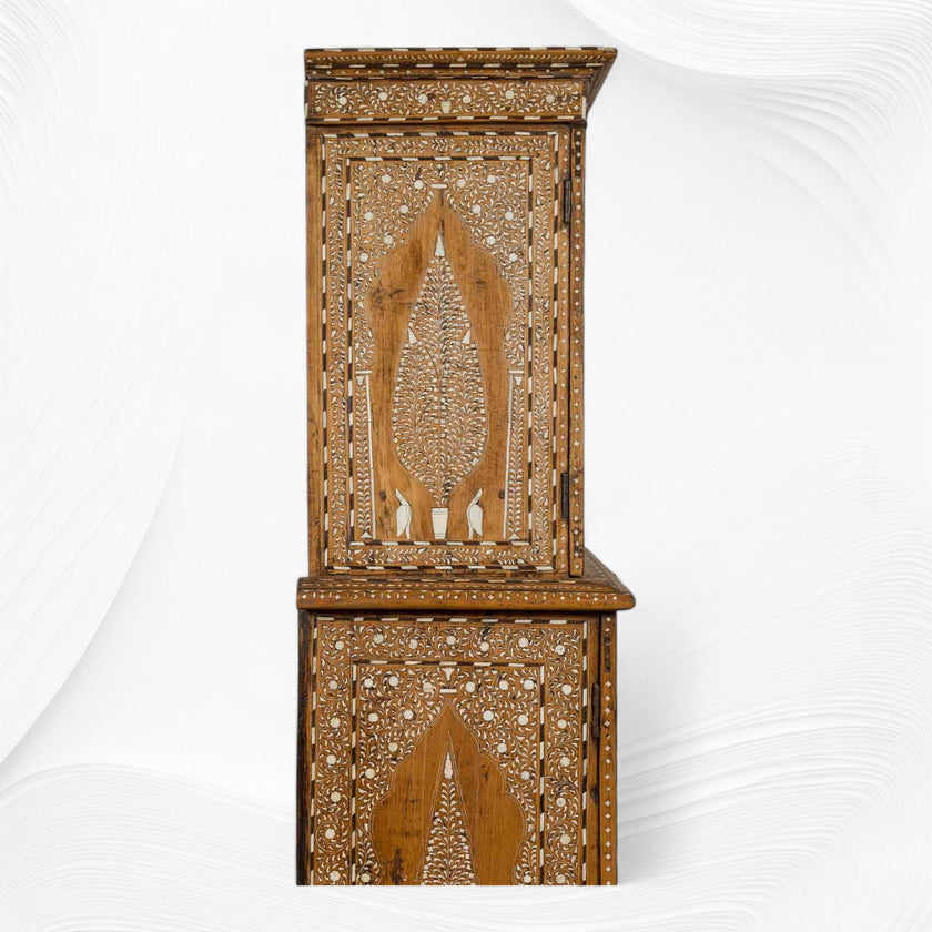 Vintage Anglo Indian Teak Wood Wardrobe Bone Inlay Natural – Luxury ...