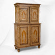Vintage Anglo Indian Teak Wood Wardrobe Bone Inlay Natural
