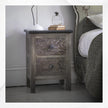 Antique Metal Two Drawer Bedside With Black Granite Top 2