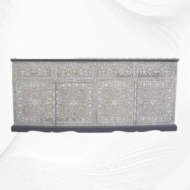 Arabic Mother Of Pearl Inlay Cabinet Light Grey 1