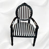 Archibald Baroque Velvet Stripped Black Chair with Arm 3