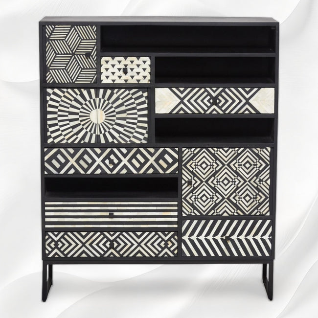 Ariel Bone Inlay Cabinet Black 1