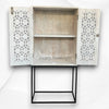 Armin Solid Mango Wood Hand Carved Bar Cabinet White Distress Finish 2
