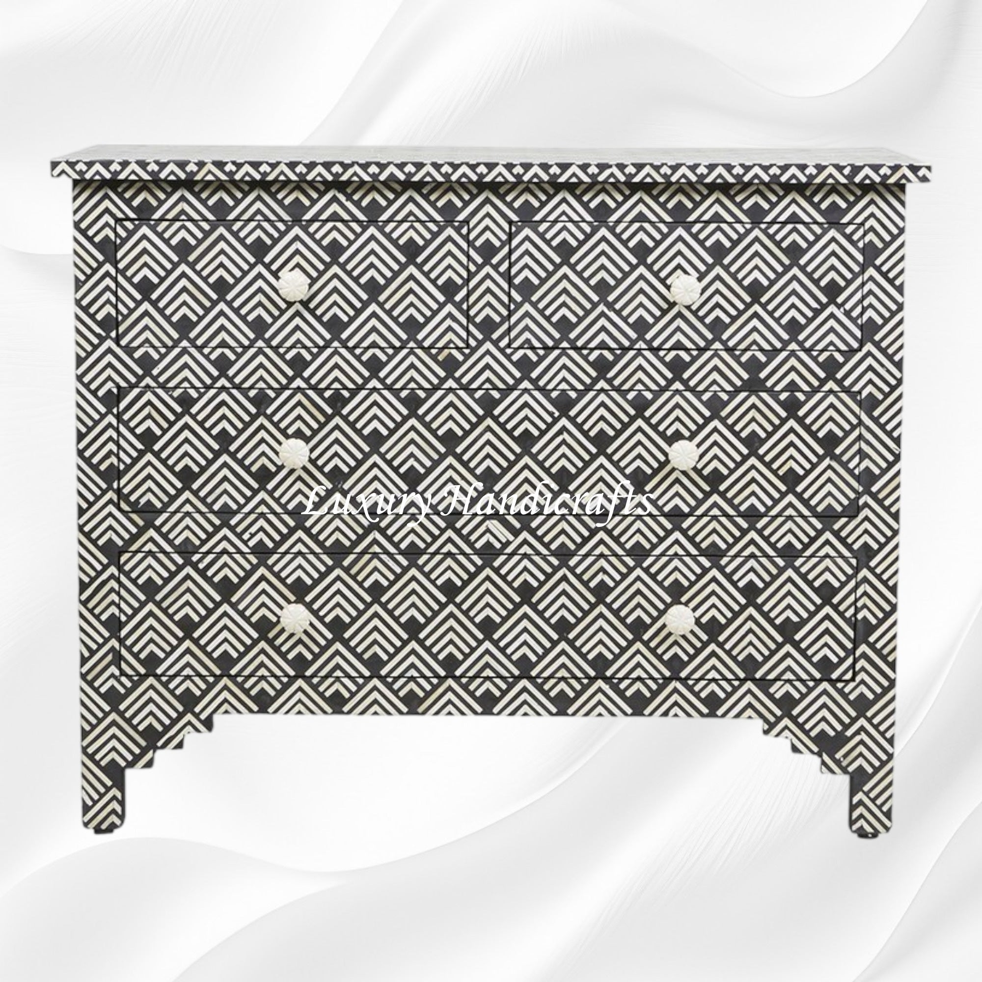 Arrow Bone Inlay 4 Drawer Dresser Black