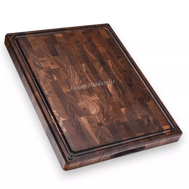 Black Walnut End Grain Cutting Board with Non-Slip Feet