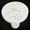 Blooming Flowers MOP Inlay Round Accent Table Beige 1