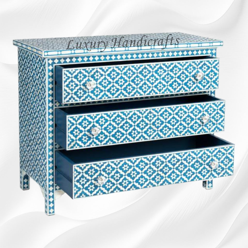 Blue Bone Inlay Arctic Chest Of 3 Drawers – luxuryhandicrafts
