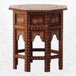 Custom Bone Inlaid Octagonal Side Table Brown 3