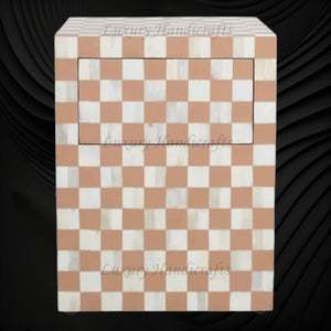 Bone Inlay Checkerboard Bedside Almond