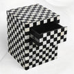 Bone Inlay Checkerboard Bedside Black 2