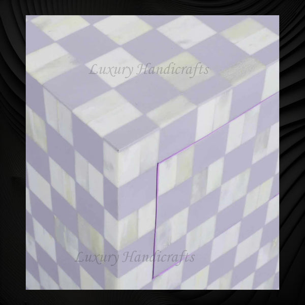 Bone Inlay Checkerboard Bedside Lilac